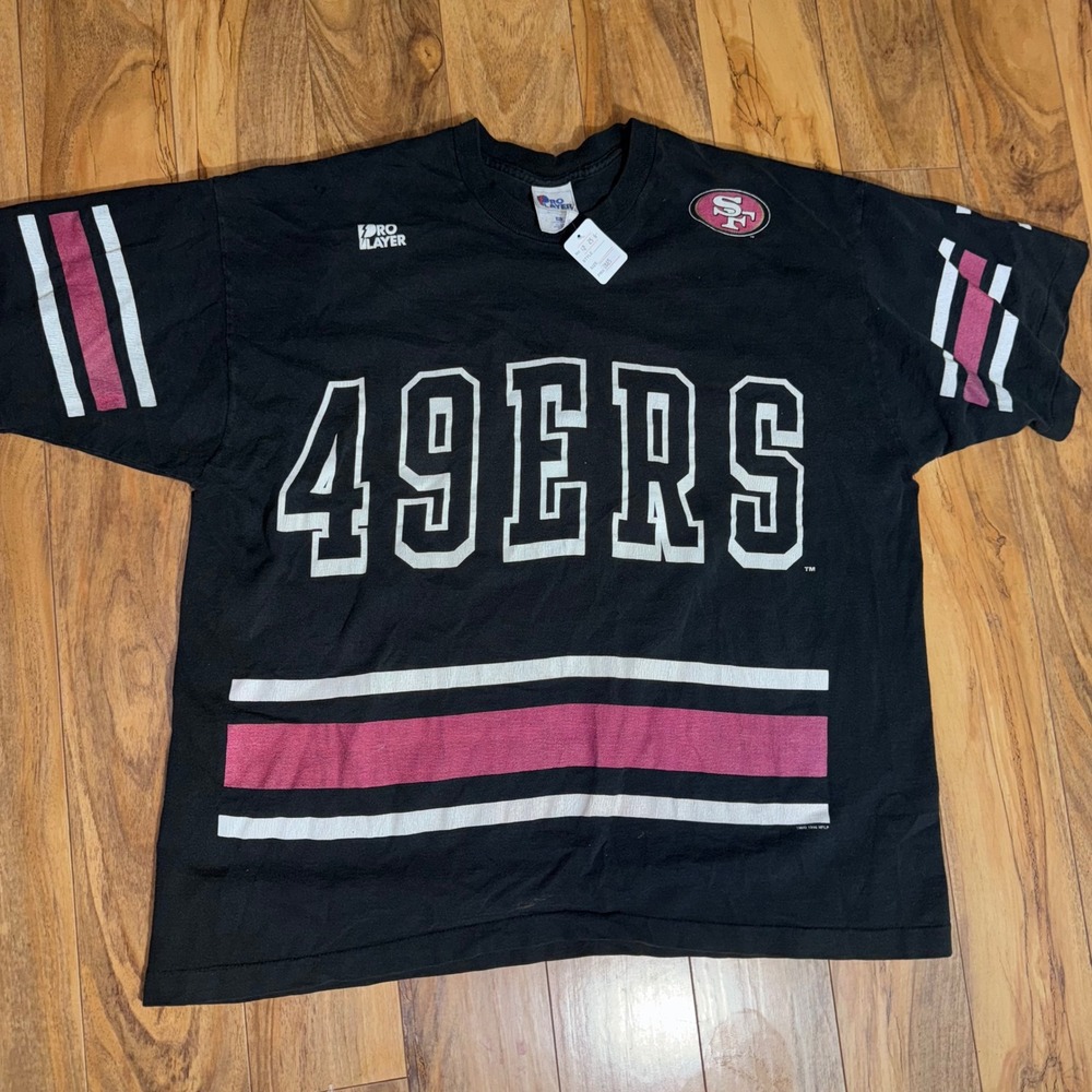 Vintage Pro Player San‎ Francisco 49ers T-Shirt Mens XXL Black NFL Single Stitch